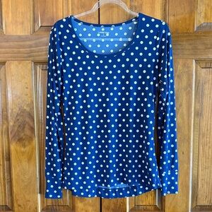 Lands' End Blue Polka Dot Long Sleeve Top